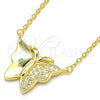 Sterling Silver Pendant Necklace, Butterfly Design, with White Micro Pave, Polished, Golden Finish, 04.336.0098.2.16