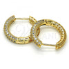 Oro Laminado Huggie Hoop, Gold Filled Style with White Micro Pave, Polished, Golden Finish, 02.264.0006.20