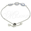 Sterling Silver Fancy Bracelet, with Sapphire Blue and White Cubic Zirconia, Polished, Rhodium Finish, 03.369.0007.10