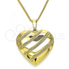 Oro Laminado Pendant Necklace, Gold Filled Style Heart Design, Polished, Golden Finish, 04.117.0006.20