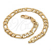 Oro Laminado Basic Bracelet, Gold Filled Style Figaro Design, Polished, Golden Finish, 5.222.013.08