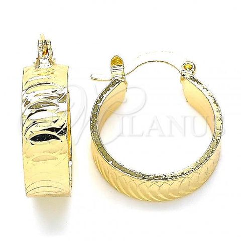 Oro Laminado Small Hoop, Gold Filled Style Diamond Cutting Finish, Golden Finish, 02.170.0359.20