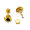 Stainless Steel Stud Earring, Heart Design, with Black Crystal, Polished, Golden Finish, 02.271.0004.5