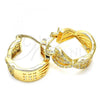 Oro Laminado Small Hoop, Gold Filled Style with White Micro Pave, Polished, Golden Finish, 02.210.0265.15