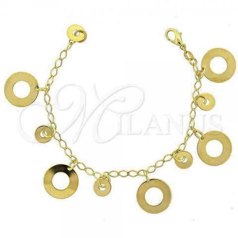 Oro Laminado Charm Bracelet, Gold Filled Style Polished, Golden Finish, 030.009.08