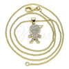 Oro Laminado Pendant Necklace, Gold Filled Style Little Boy Design, with White Micro Pave, Polished, Golden Finish, 04.195.0055.18