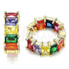 Oro Laminado Huggie Hoop, Gold Filled Style with Multicolor Cubic Zirconia, Polished, Golden Finish, 02.210.0435.1.20