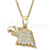 Oro Laminado Fancy Pendant, Gold Filled Style Eagle Design, Polished, Tricolor, 5.180.012