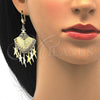 Oro Laminado Long Earring, Gold Filled Style Star Design, with White Crystal, Polished, Golden Finish, 02.270.0044