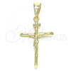 Oro Laminado Religious Pendant, Gold Filled Style Crucifix Design, Polished, Golden Finish, 05.253.0135
