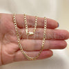 Oro Laminado Basic Necklace, Gold Filled Style Curb Design, Polished, Golden Finish, 5.222.007.20