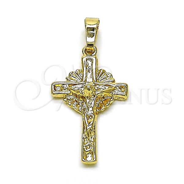 Oro Laminado Religious Pendant, Gold Filled Style Crucifix Design, Golden Finish, 5.192.038