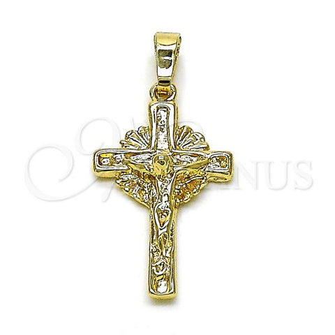 Oro Laminado Religious Pendant, Gold Filled Style Crucifix Design, Golden Finish, 5.192.038