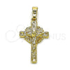 Oro Laminado Religious Pendant, Gold Filled Style Crucifix Design, Golden Finish, 5.192.038