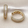 Oro Laminado Huggie Hoop, Gold Filled Style Baguette and Cluster Design, with White Cubic Zirconia and White Micro Pave, Polished, Golden Finish, 02.283.0273.25
