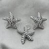 Sterling Silver Earring and Pendant Adult Set, Star Design, Polished, Silver Finish, 10.395.0001
