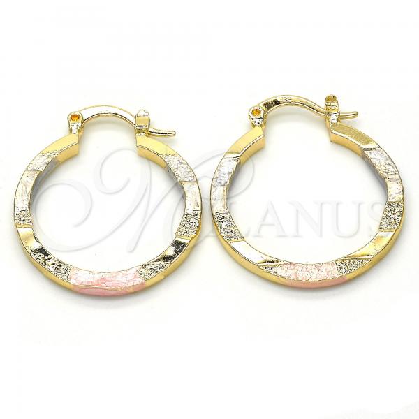 Oro Laminado Small Hoop, Gold Filled Style Matte Finish, Tricolor, 02.170.0204.1.25