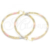 Oro Laminado Extra Large Hoop, Gold Filled Style Diamond Cutting Finish, Tricolor, 02.170.0228.2.80