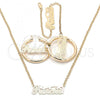 Oro Laminado Necklace, Bracelet and Earring, Gold Filled Style Polished, Golden Finish, 06.63.0235