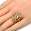 Oro Laminado Multi Stone Ring, Gold Filled Style with White Micro Pave, Polished, Golden Finish, 01.118.0048.09 (Size 9)