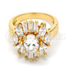 Oro Laminado Multi Stone Ring, Gold Filled Style with White Cubic Zirconia, Polished, Golden Finish, 01.210.0050.09 (Size 9)