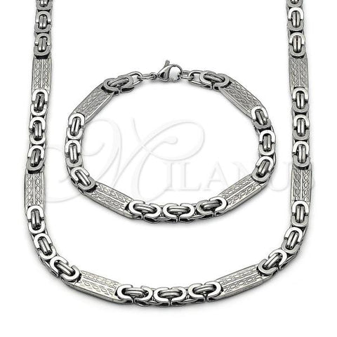 Stainless Steel Necklace and Bracelet, Infinite Design, Polished, Steel Finish, 06.363.0058