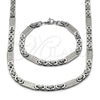 Stainless Steel Necklace and Bracelet, Infinite Design, Polished, Steel Finish, 06.363.0058