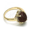 Oro Laminado Multi Stone Ring, Gold Filled Style with Brown  and White Micro Pave, Polished, Golden Finish, 01.284.0065.07