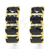 Oro Laminado Huggie Hoop, Gold Filled Style with Black Cubic Zirconia, Polished, Golden Finish, 02.316.0050.15