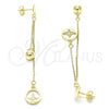 Sterling Silver Long Earring, Ball Design, with White Micro Pave, Polished, Golden Finish, 02.186.0198.1