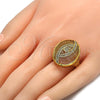 Oro Laminado Multi Stone Ring, Gold Filled Style with White Crystal, Polished, Golden Finish, 01.118.0027.07 (Size 7)