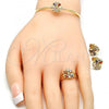Oro Laminado Earring and Pendant Children Set, Gold Filled Style Flower Design, with Multicolor Cubic Zirconia, Polished, Golden Finish, 06.210.0016