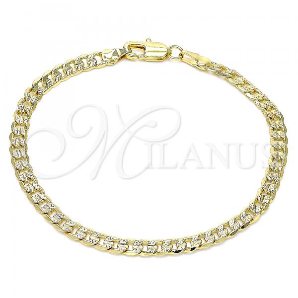 Oro Laminado Basic Bracelet, Gold Filled Style Curb Design, Polished, Golden Finish, 04.213.0237.08