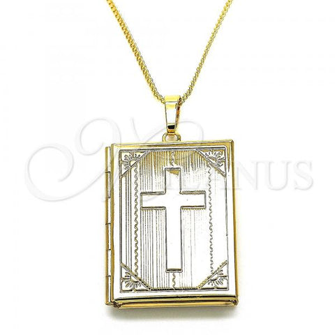 Oro Laminado Pendant Necklace, Gold Filled Style Cross Design, Polished, Golden Finish, 04.117.0003.20