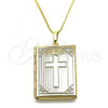 Oro Laminado Pendant Necklace, Gold Filled Style Cross Design, Polished, Golden Finish, 04.117.0003.20