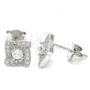 Sterling Silver Stud Earring, with White Cubic Zirconia, Polished, Rhodium Finish, 02.369.0010