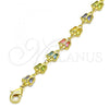 Oro Laminado Fancy Anklet, Gold Filled Style Butterfly Design, with Multicolor Crystal, Polished, Golden Finish, 03.386.0012.10