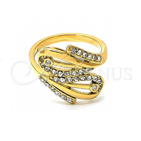 Oro Laminado Multi Stone Ring, Gold Filled Style with White Cubic Zirconia, Polished, Golden Finish, 01.165.0001.10 (Size 10)