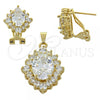 Oro Laminado Earring and Pendant Adult Set, Gold Filled Style with  Cubic Zirconia, Golden Finish, 5.055.001
