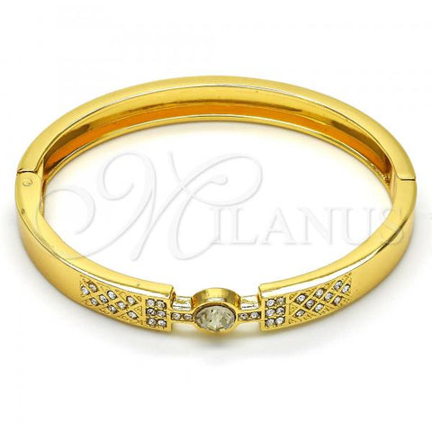 Oro Laminado Individual Bangle, Gold Filled Style with White Crystal, Polished, Golden Finish, 07.252.0034.04 (08 MM Thickness, Size 4 - 2.25 Diameter)