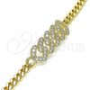 Oro Laminado Fancy Bracelet, Gold Filled Style with White Micro Pave, Polished, Golden Finish, 03.283.0049.07