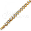 Oro Laminado Tennis Bracelet, Gold Filled Style Star Design, with White Cubic Zirconia, Polished, Golden Finish, 03.283.0004.07