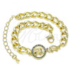 Oro Laminado Fancy Bracelet, Gold Filled Style Elephant and Heart Design, Polished, Golden Finish, 03.368.0066.07