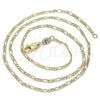 Oro Laminado Basic Necklace, Gold Filled Style Figaro Design, Polished, Golden Finish, 04.213.0238.22