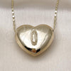 Oro Laminado Fancy Necklace, Gold Filled Style Heart and Guadalupe Design, Polished, Golden Finish, 04.253.0021.18