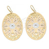 Oro Laminado Dangle Earring, Gold Filled Style Diamond Cutting Finish, Tricolor, 5.079.002