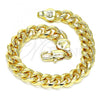 Oro Laminado Basic Bracelet, Gold Filled Style Miami Cuban Design, Polished, Golden Finish, 04.63.0130.1.08