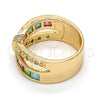 Oro Laminado Multi Stone Ring, Gold Filled Style with Rose Cubic Zirconia, Polished, Golden Finish, 01.210.0045.10.08 (Size 8)