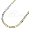 Oro Laminado Basic Necklace, Gold Filled Style Mariner Design, Diamond Cutting Finish, Tricolor, 04.65.0209.24