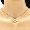 Oro Laminado Pendant Necklace, Gold Filled Style Heart Design, with White Micro Pave, Polished, Golden Finish, 04.156.0371.20